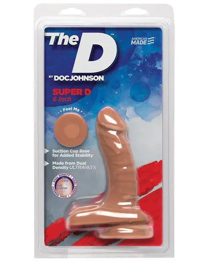 Doc Johnson D 6" Big Dildo | Super D Realistic Dildo with Balls | Caramel Suction Cup Dildo Doc Johnson