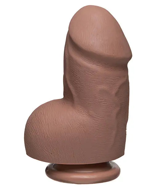 D 6" Big Dildo | Dual Density Fat Realistic Dildo with Balls | Caramel Suction Cup Dildo Doc Johnson