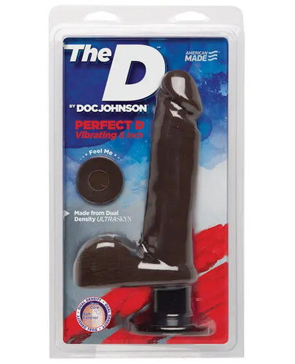 Doc Johnson D 8" Big Dildo | Perfect D Vibrating Dildo with Balls | Chocolate Suction Cup Dildo Doc Johnson