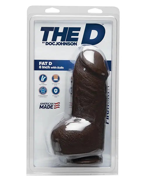 Doc Johnson D 8" Big Dildo | Fat D Realistic Dildo with Balls | Chocolate Suction Cup Dildo Doc Johnson