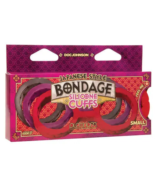 Japanese Bondage Silicone Cuffs Small - Red Doc Johnson