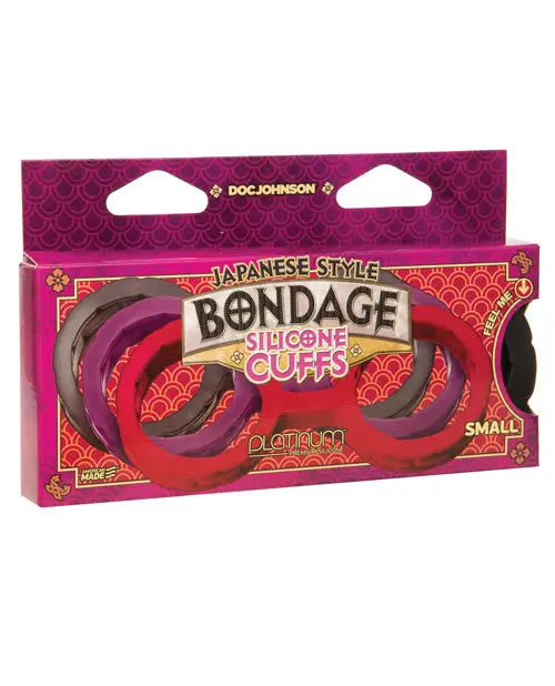 Japanese Bondage Silicone Cuffs Small - Black Doc Johnson