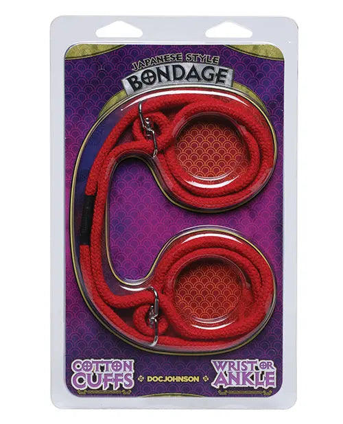 Japanese Style Bondage Wrist or Ankle Cotton Rope - Red Doc Johnson