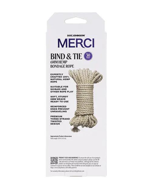 Merci Bind & Tie Hemp Bondage Rope - 30 ft Natural Doc Johnson