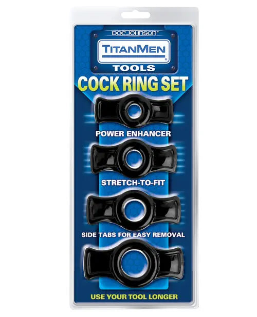 Titanmen Tools Cock Ring Set - Black Doc Johnson