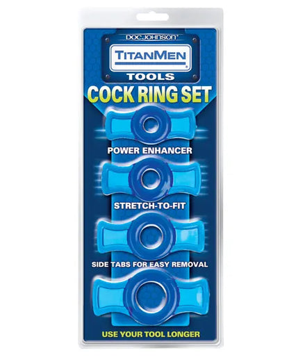 Titanmen Tools Cock Ring Set - Blue Doc Johnson