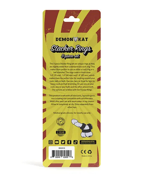 Demon Kat Stacker Rings 3 pc Set - Black Daily Karma INC (demon Kat)