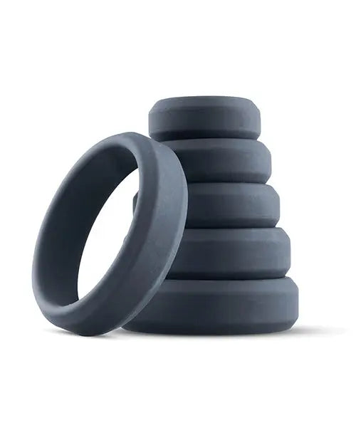 Boners 6 Pc Wide Cock Ring Set - Black One-dc
