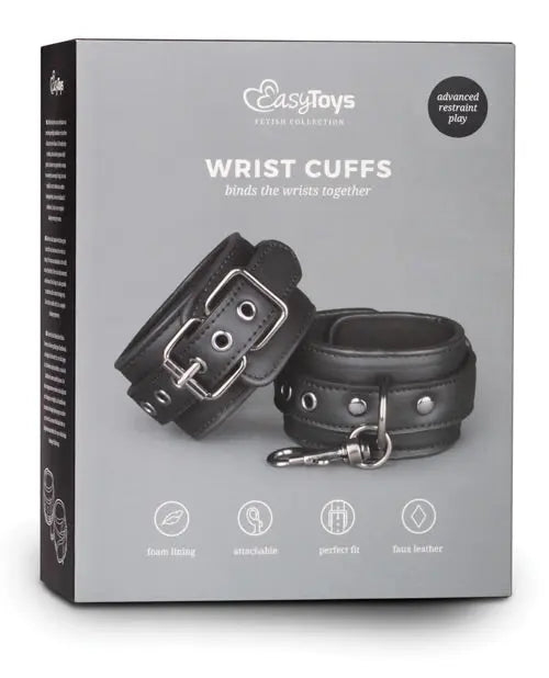 Easy Toys Faux Leather Handcuffs - Black One-dc
