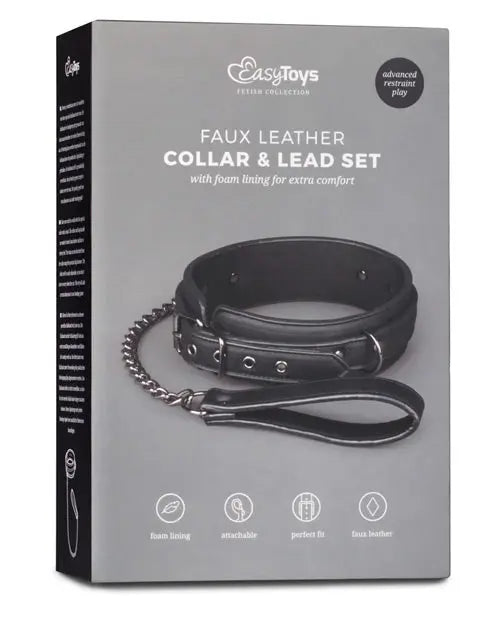 Easy Toys Fetish Collar w/Leash - Black One-dc