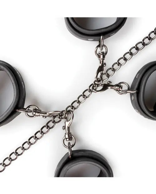 Easy Toys Fetish Set w/Collar, Ankle & Wrist Cuffs - Black One-dc