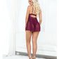 European Lace Teddy Babydoll Wine LG