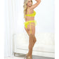 Neon Lace Underwire Bra w/Double Tulle Garter Skirt & Double Elastic Panty Neon Lime LG