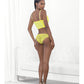 Neon Lace Corset Top w/Ring Accent & Panty Neon Lime MD