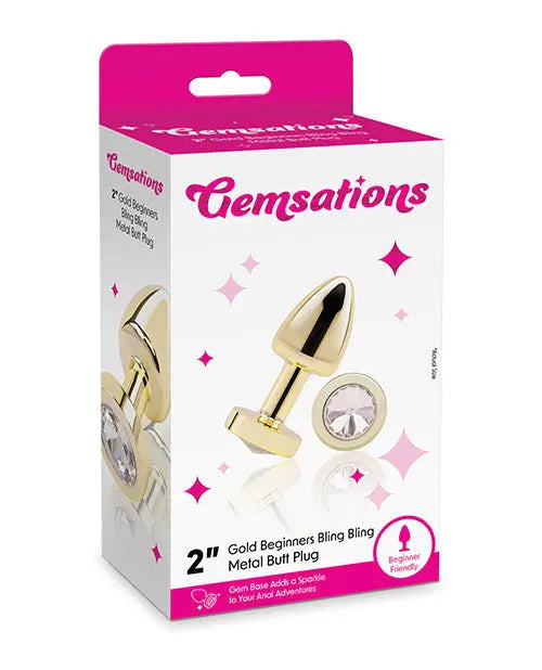Gemsations 2" Beginners Bling Bling Metal Butt Plug - Gold Electric Eel INC