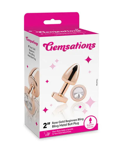 Gemsations 2" Beginners Bling Bling Metal Butt Plug - Rose Gold Electric Eel INC