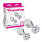 Gemsations 2 pc 3.25" & 3.7" Tapered Bling Bling Metal Butt Plug Training Set - Silver Electric Eel INC
