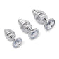 Gemsations 3 pc 2.95" & 3.25" & 3.7" Ripple Bling Bling Metal Butt Plug Training Set - Silver Electric Eel INC