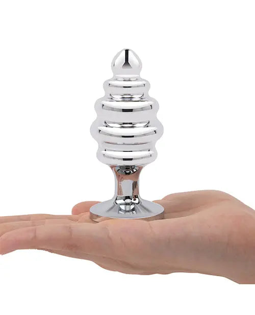 Gemsations 3 pc 2.95" & 3.25" & 3.7" Ripple Bling Bling Metal Butt Plug Training Set - Silver Electric Eel INC