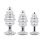 Gemsations 3 pc 2.95" & 3.25" & 3.7" Ripple Bling Bling Metal Butt Plug Training Set - Silver Electric Eel INC