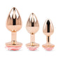 Gemsations 3 pc 2.75" & 3.15" & 3.7" Rose Metal Butt Plug Training Set - Rose Gold Electric Eel INC