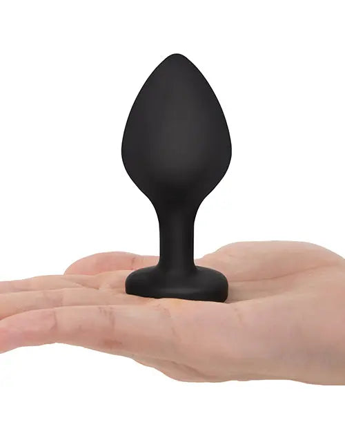 Gemsations 3 pc 2.75" & 3.15" & 3.7" Silicone Bling Bling Heart Butt Plug Training Set - Black Electric Eel INC