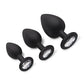 Gemsations 3 pc 2.75" & 3.15" & 3.7" Silicone Bling Bling Butt Plug Training Set - Black Electric Eel INC