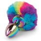 Gemsations 2.95" Metal Bunny Tail Rainbow Butt Plug - Rainbow Electric Eel INC