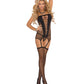 Seamless Diamond Net Cami w/G-String & Stockings - Black O/S