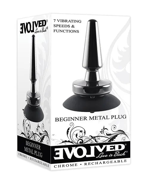 Evolved Beginner Vibrating Rechargeable Metal Plug - Black Evolved Novelties INC