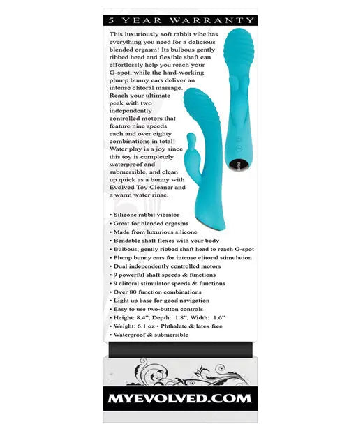 Evolved Rabbit Vibrator | Aqua Bunny G Spot Vibrator | Aqua Clit Vibrator | Best Vibrator for Women Evolved Novelties INC
