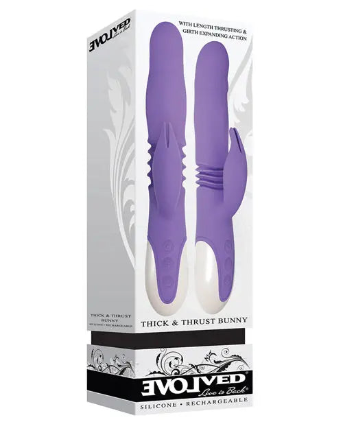 Evolved Thick Thrusting Vibrator | Bunny Dual Stim Waterproof Rechargeable Purple | Best Vibrator for Women Evolved Novelties INC