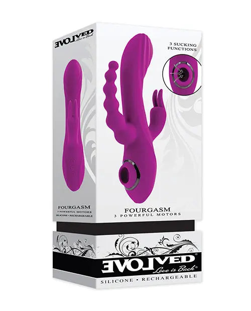 Evolved Rabbit Vibrator | Fourgasm 10-Speed G Spot Vibrator | 3-Motor Purple Clit Vibrator | Best Vibrator for Women Evolved Novelties INC