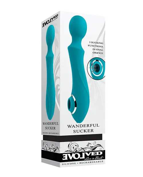 Evolved Sucker Clit Vibrator | Wanderful Wand Vibrator | Best Vibrator for Women | Teal Clit Sucking Vibrator Evolved Novelties INC