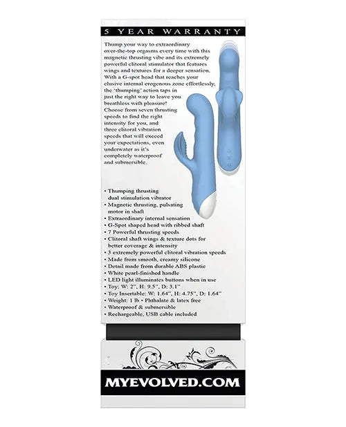 Evolved Thump Thrusting Vibrator | Rechargeable Dual Stim Blue G Spot Vibrator | Best Vibrator for Women Evolved Novelties INC