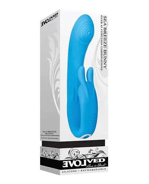 Evolved Sea Breeze Bunny Rechargeable Dual Stim - Blue Evolved Novelties INC