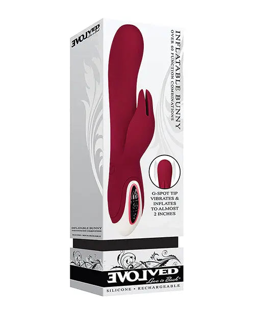 Evolved Inflatable Bunny Dual Stim Rechargeable - Burgundy Evolved Novelties INC