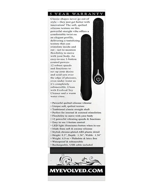 Evolved Quilted Love Rechargeable Vibrator - Black Evolved Novelties INC