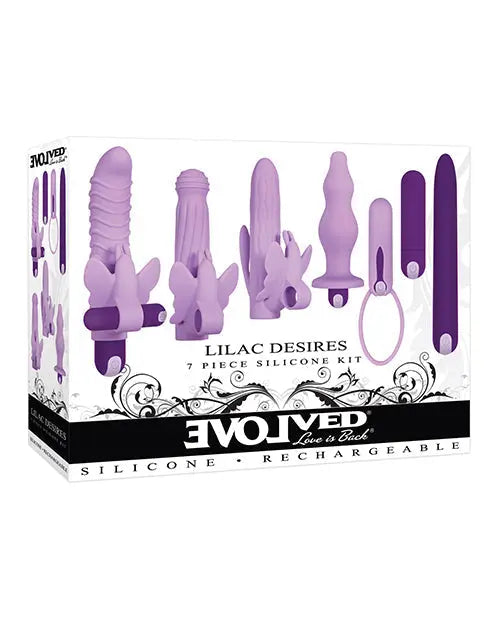 Evolved G Spot Vibrator | Lilac Desires 7-Piece Kit | Purple Vibrator | Butt Plug 10-Speed Bullet Vibrator Evolved Novelties INC