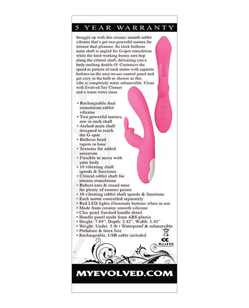 Evolved Rabbit Vibrator | Bunny Kisses G Spot Vibrator | Pink Clit Vibrator | Best Vibrator for Women Evolved Novelties INC