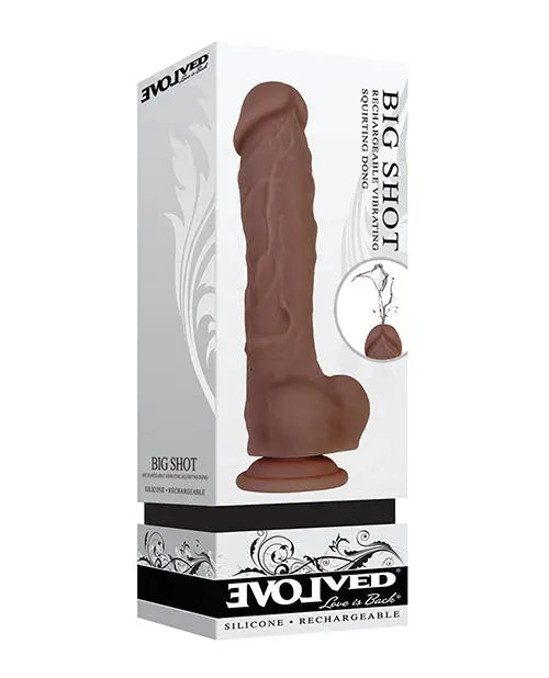Evolved Big Shot Vibrating Dildo | 10-Speed Squirting Dildo | Brown Suction Cup Dildo Evolved Novelties INC