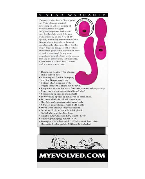 Evolved The Note Thumping Licking Vibe- Pink Evolved Novelties INC