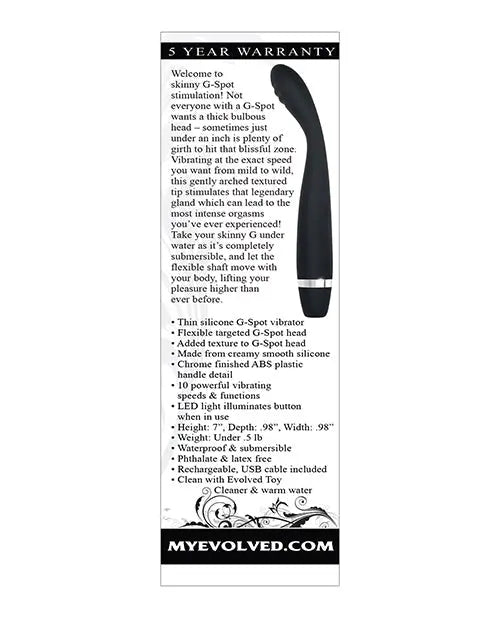 Evolved Skinny G  Silicone G Spot Vibrator - Black Evolved Novelties INC