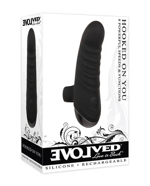 Evolved Small Vibrator | Hooked on You Small Vibrator | Black Curved Finger Vibrator | Best Vibrator for Women Evolved Novelties INC