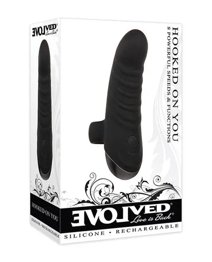 Evolved Small Vibrator | Hooked on You Small Vibrator | Black Curved Finger Vibrator | Best Vibrator for Women Evolved Novelties INC