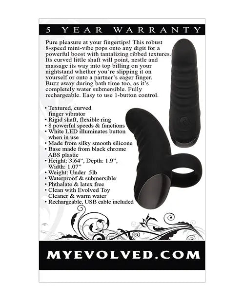 Evolved Small Vibrator | Hooked on You Small Vibrator | Black Curved Finger Vibrator | Best Vibrator for Women Evolved Novelties INC