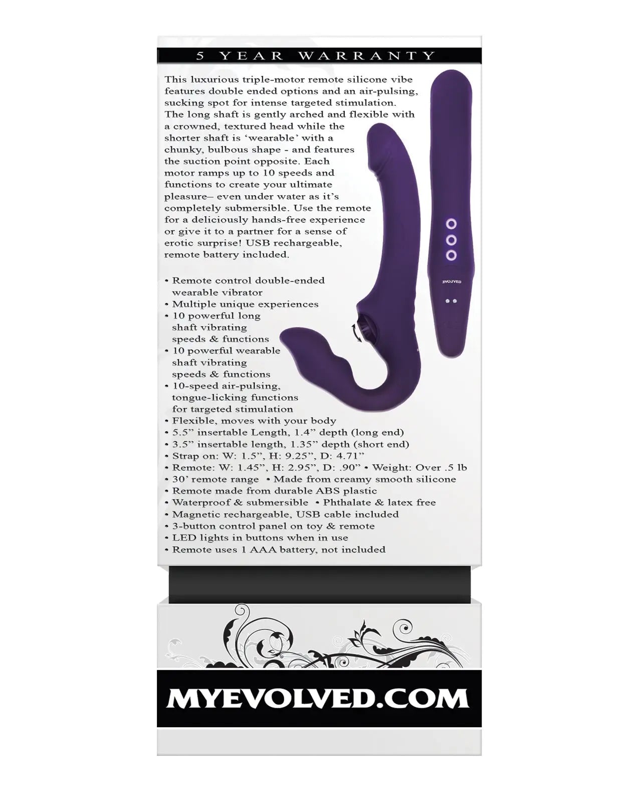 Evolved 2 Become 1 Strapless Strap On - Purple Evolved Novelties INC