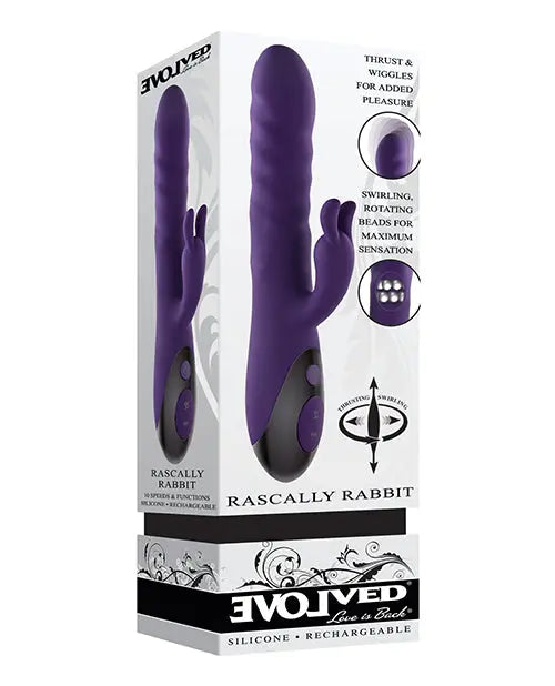Evolved Rascally Rabbit Vibrator | Purple G Spot Vibrator | Thrusting Vibrator | Clit Vibrator Evolved Novelties INC