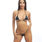 Femme X Underboob Cutout Triangle Top w/G-String 2 pc Set - Black O/S