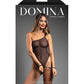 Domina One-Shoulder Sheer Mesh Teddy w/Rope Cuffs - Black S/M Fantasy Lingerie